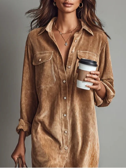 LINA | Losse midi corduroy jurk