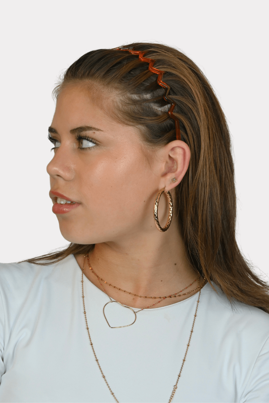 Zigzag haarband - bruin