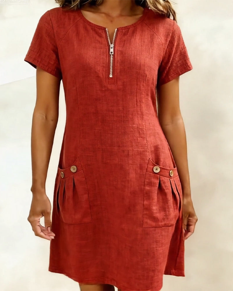 MEREL | Half-zip midi-jurk met zakken