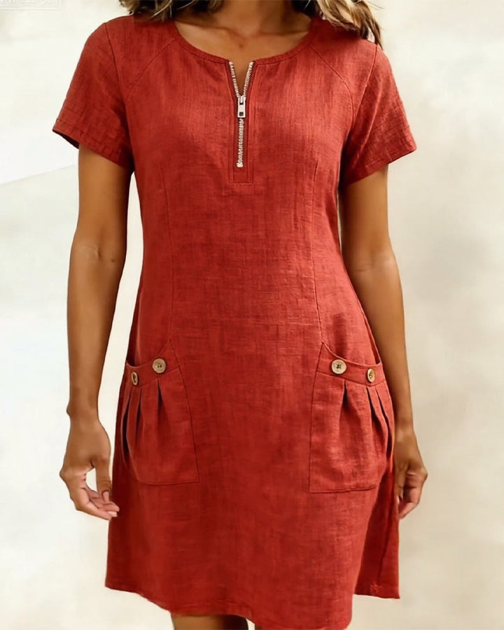 MEREL | Half-zip midi-jurk met zakken
