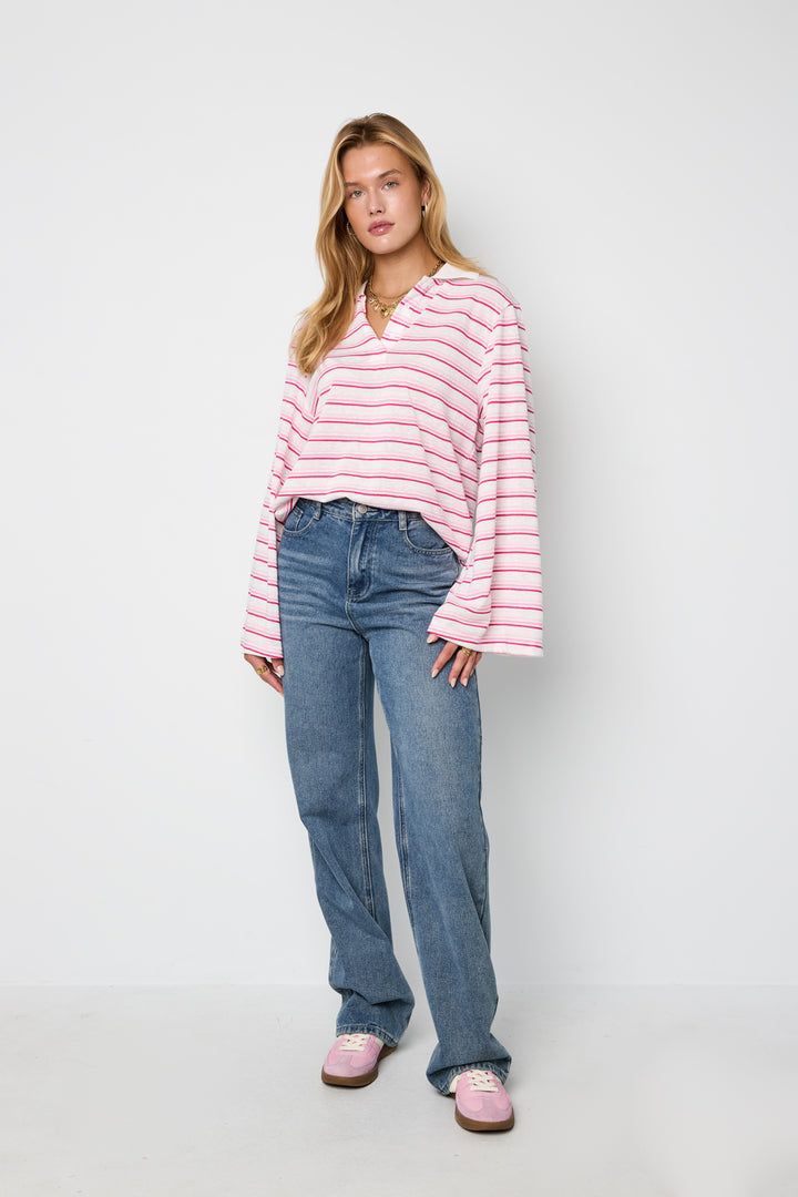 Gestreepte stretch polo set