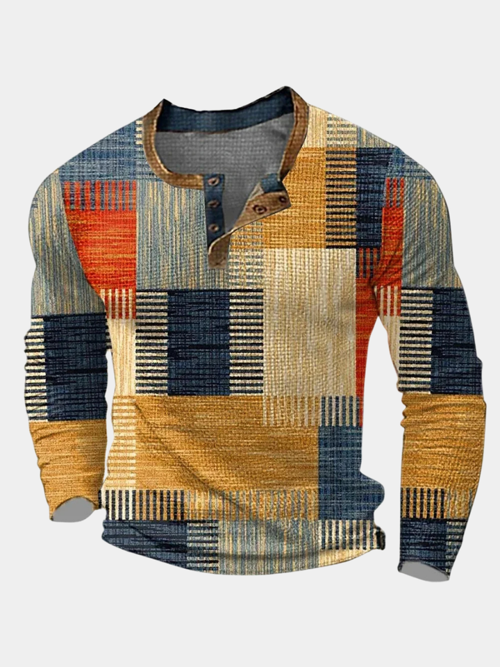 MAISON LORÉA™ | Luxe Patchwork Overhemd met Lange Mouwen – Karakter & Stijl