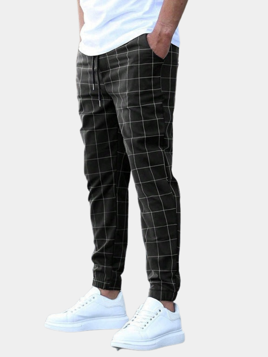 MAISON LORÉA | Geruite Slim-Fit Pantalon met Trekkoord