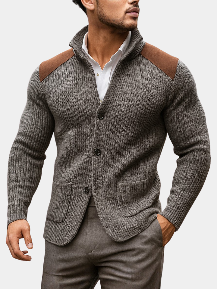 BARON | Gebreid Jasvest met Suède Accenten voor Comfort en Klasse