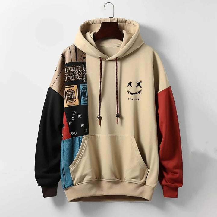 MARLO | Urban patchwork hoodie met statement-look en relaxte pasvorm voor elke dag