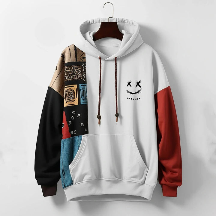MARLO | Urban patchwork hoodie met statement-look en relaxte pasvorm voor elke dag