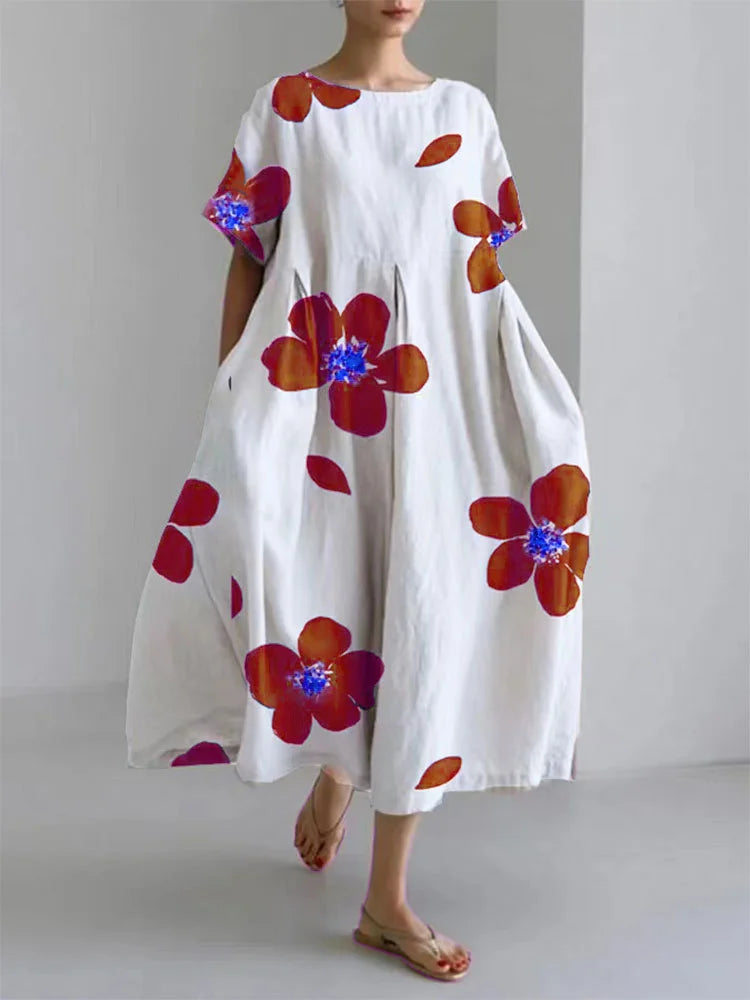 RIANNE | Lange Zomerjurk met Levendige Bloemen en Zachte Comfort voor Zonnige Dagen