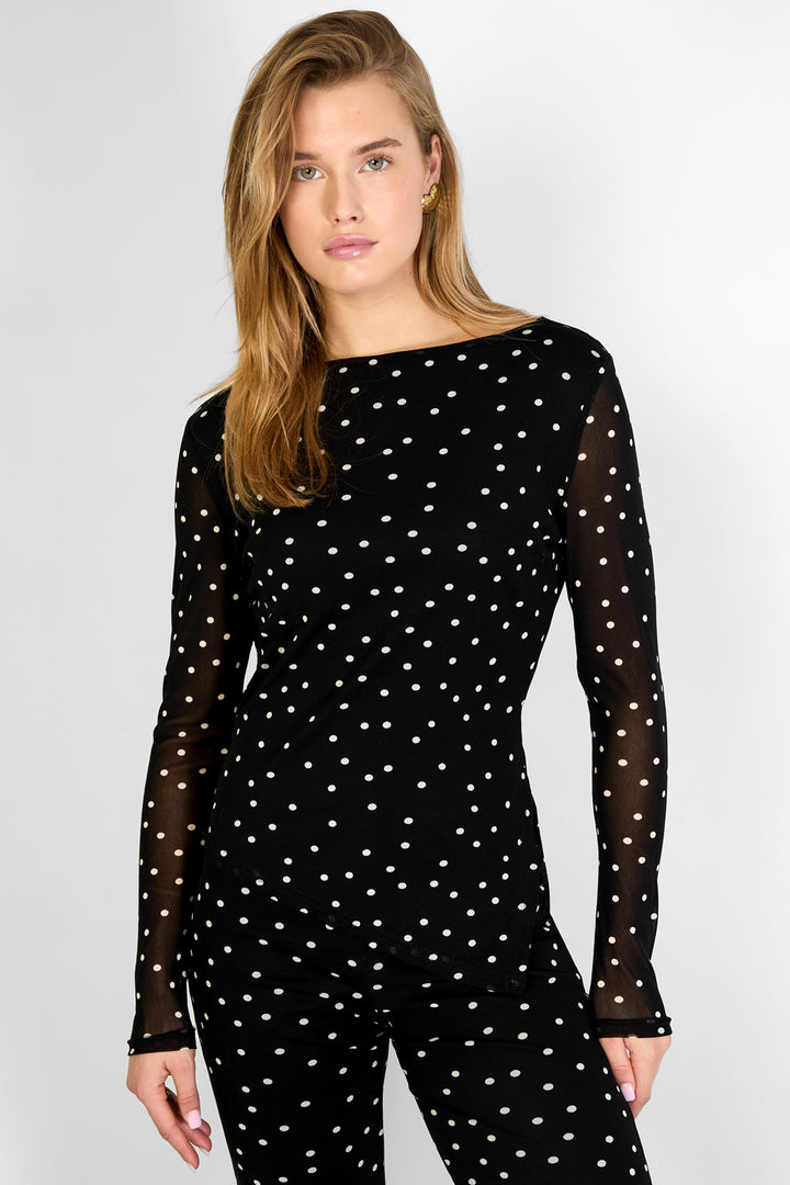 Gestippelde top