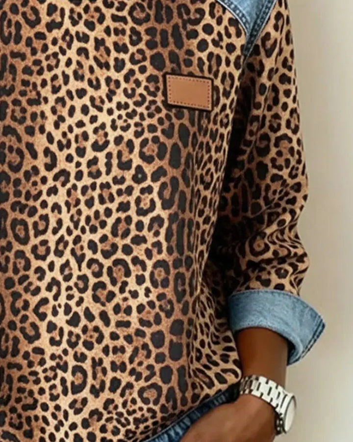 SONIA | Leopard Patchwork Trui met Flatterende Pasvorm en Dagelijks Comfort