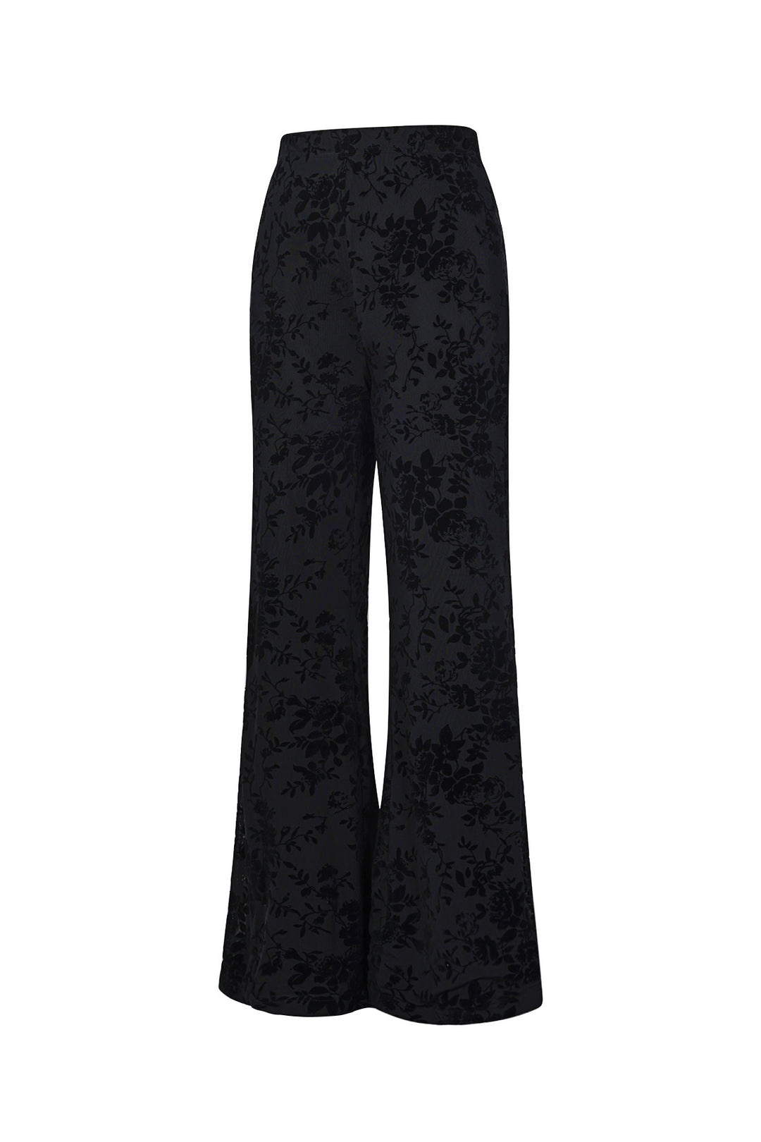 Mesh broek met suède bloemenprint – designed to match
