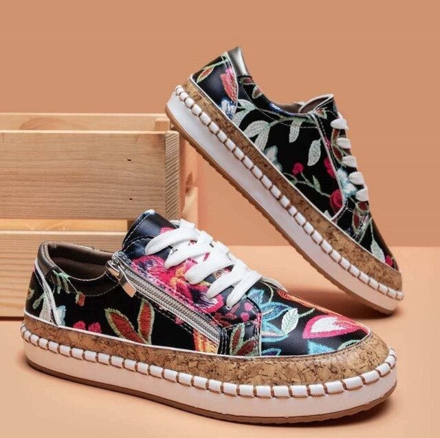 FIORE | Orthopedische Sneakers met Uniek Vintage Bloemontwerp