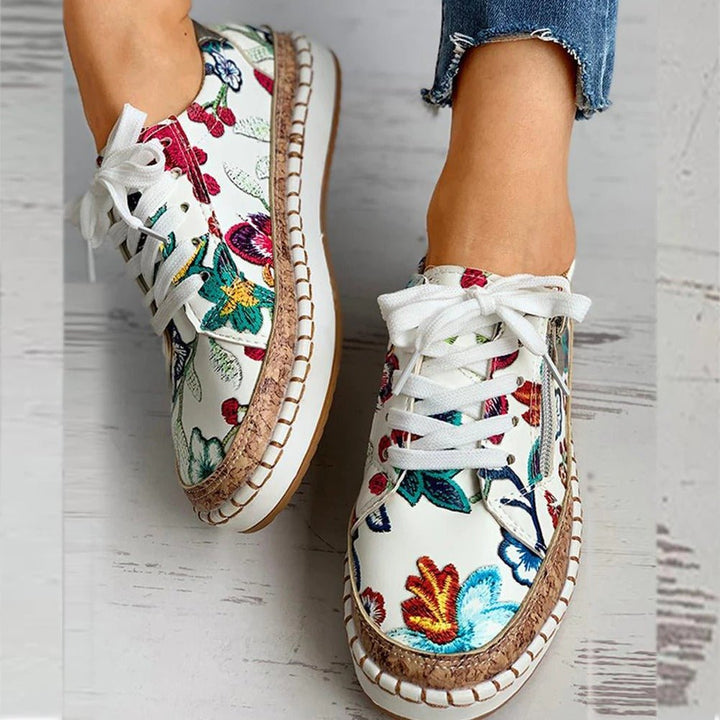 FIORE | Orthopedische Sneakers met Uniek Vintage Bloemontwerp