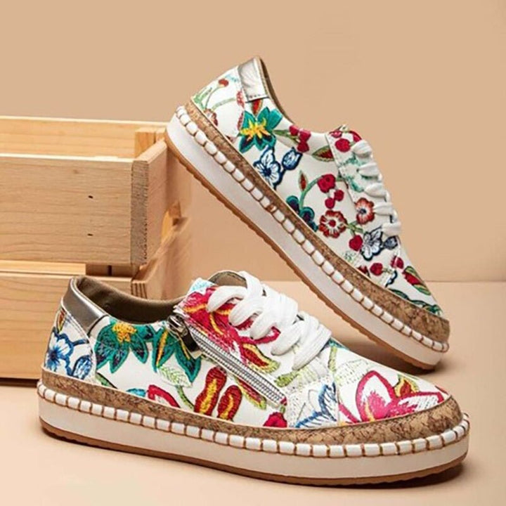 FIORE | Orthopedische Sneakers met Uniek Vintage Bloemontwerp