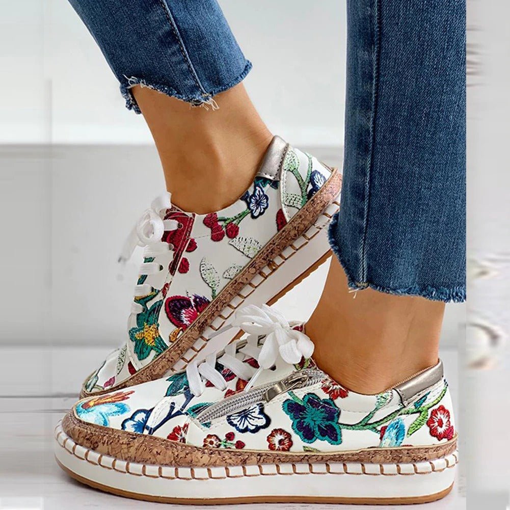 FIORE | Orthopedische Sneakers met Uniek Vintage Bloemontwerp