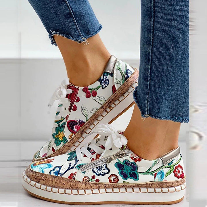 FIORE | Orthopedische Sneakers met Uniek Vintage Bloemontwerp