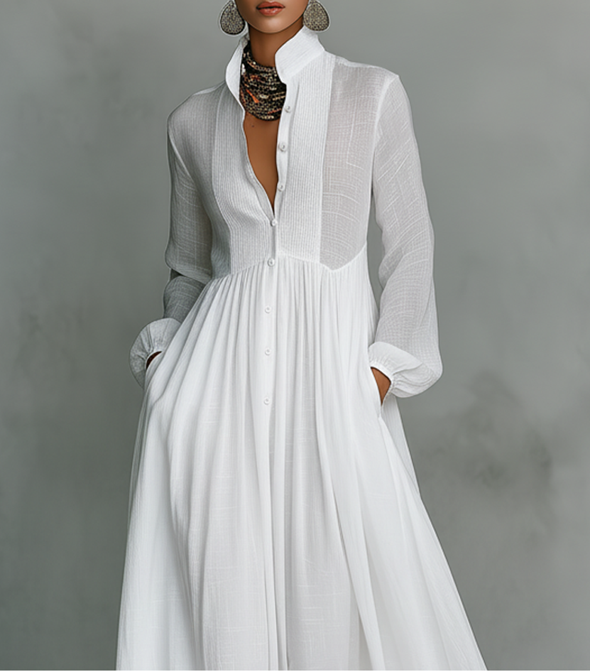 NIDA™ | Maxi Jurk met Tijdloze Elegantie en Flatterende Valling voor Elke Dag