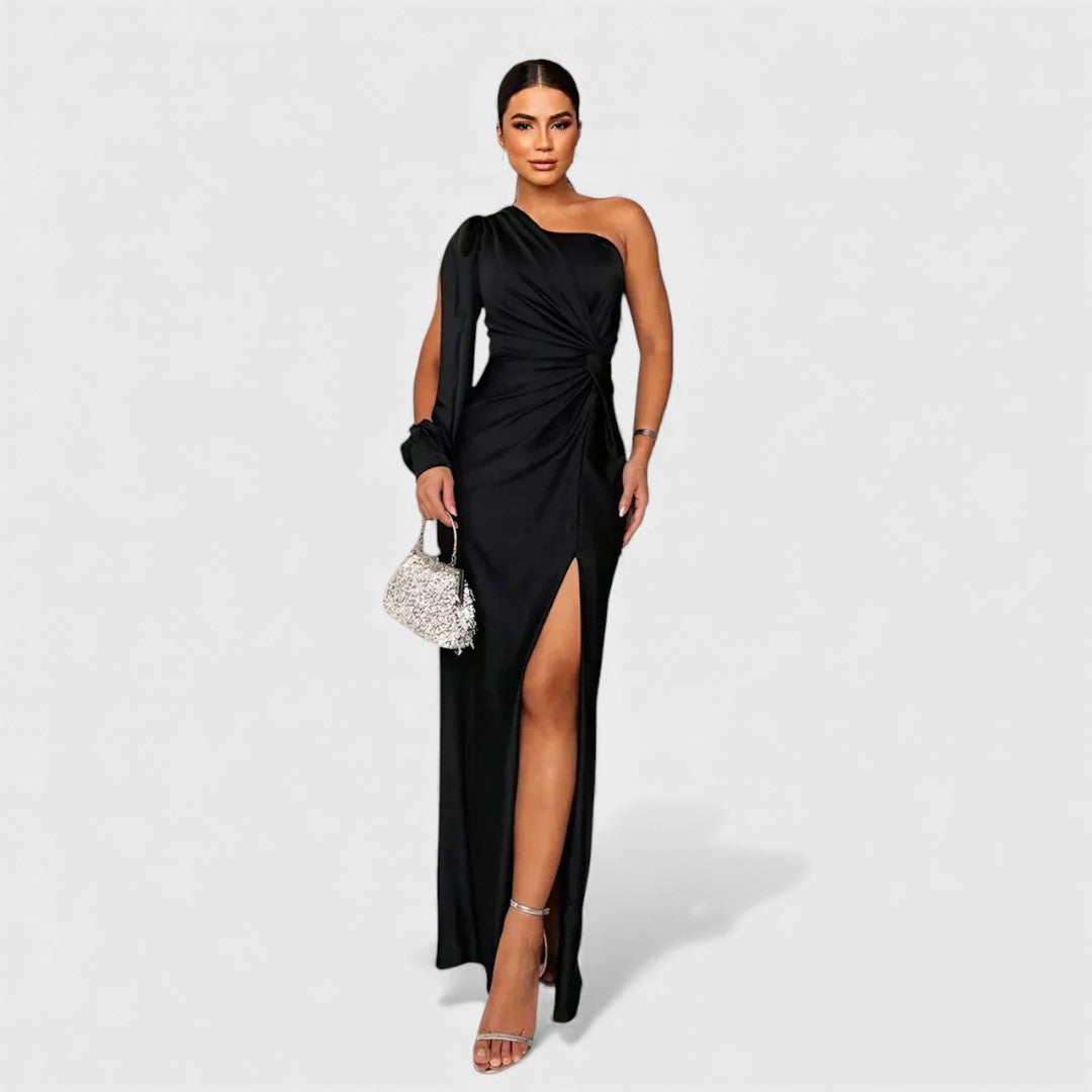 JULIA™ | Elegante Maxi Jurk met One-Shoulder Pasvorm voor Avond & Feest