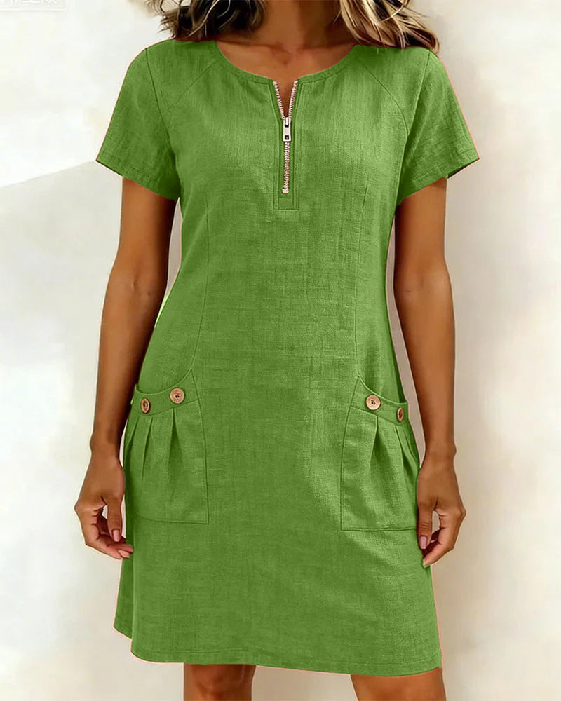 MEREL | Half-zip midi-jurk met zakken