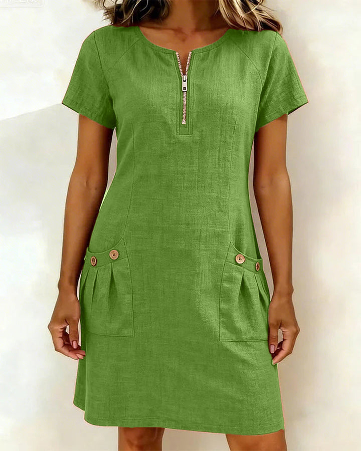 MEREL | Half-zip midi-jurk met zakken