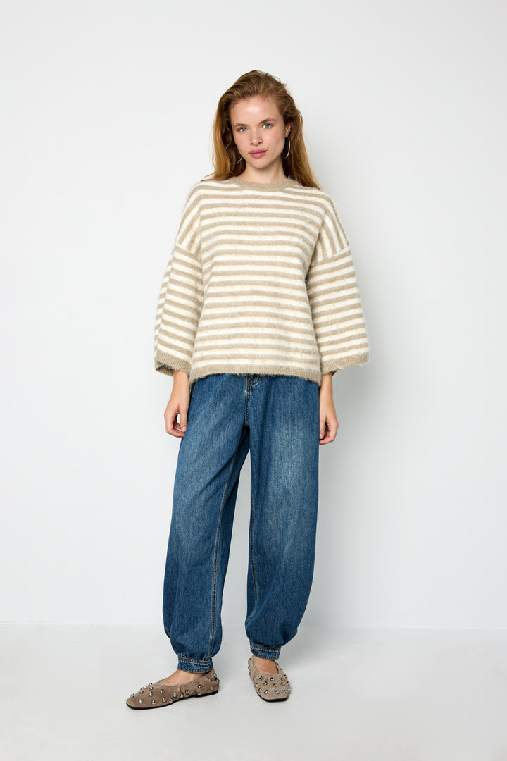 Truien van polyestervezel (polyester) met strepen, casual herfst-/winterkleding