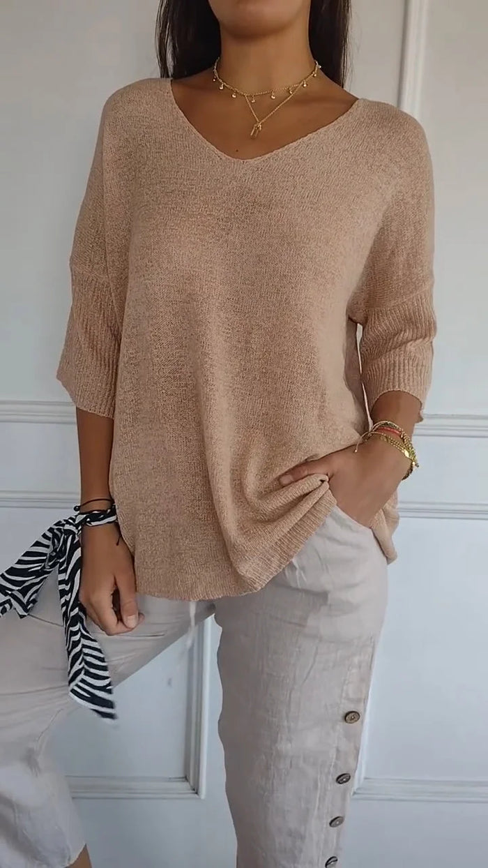 JADA | V-hals top met gebreid design
