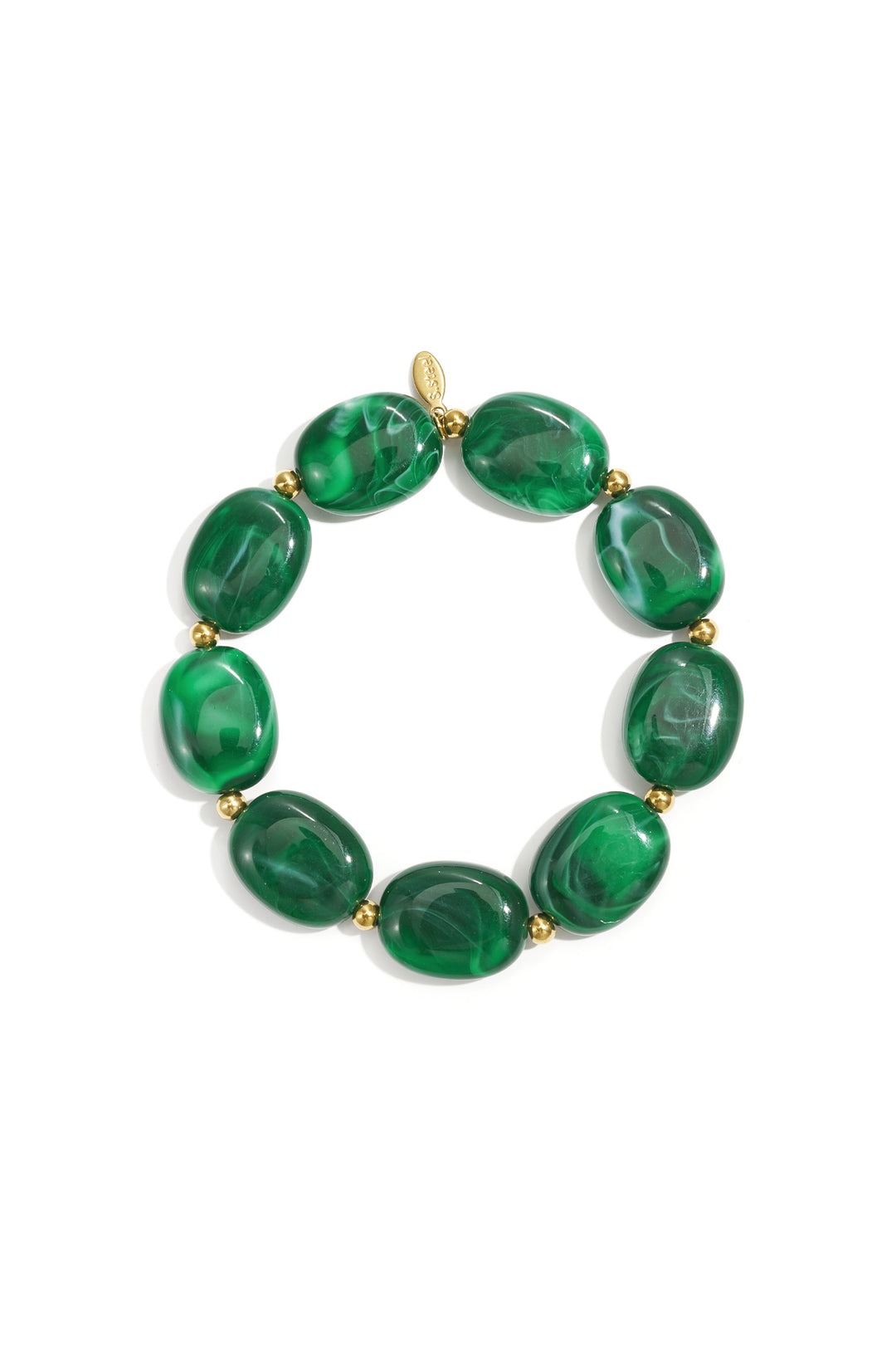Kralen armband met ovale en goude kralen