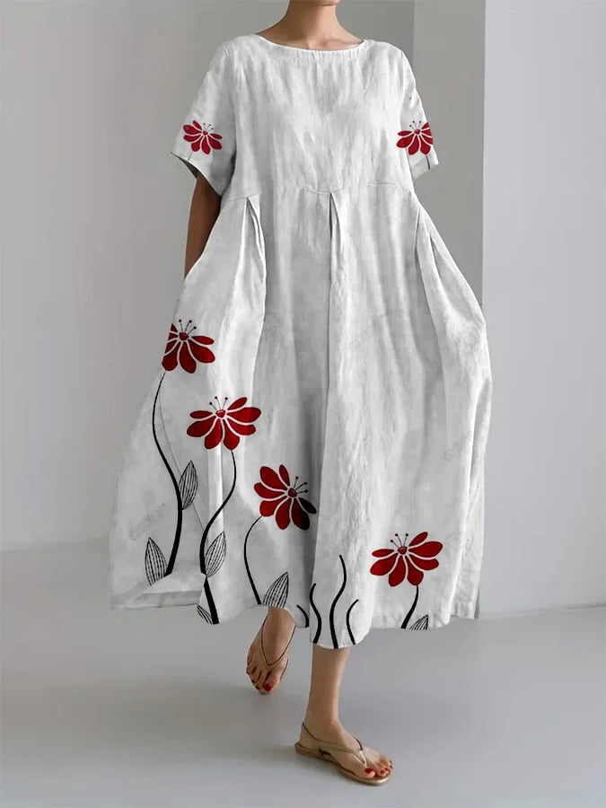NINA | Lange Bloemenjurk met Natuurlijke Elegantie en Maximale Comfort voor Elke Informele Moment