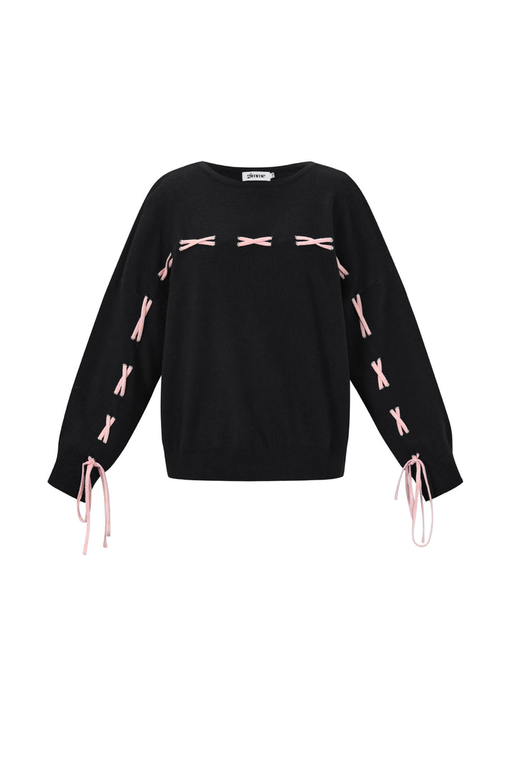 Gebreide Viscose Dames Trui Casual Kleurcontrast