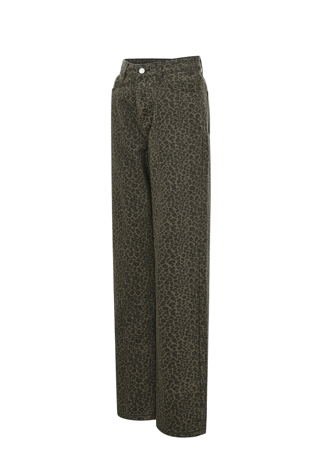 Geweven Katoen Vrouwen Rechte Broek Luipaardprint Herfst/Winter