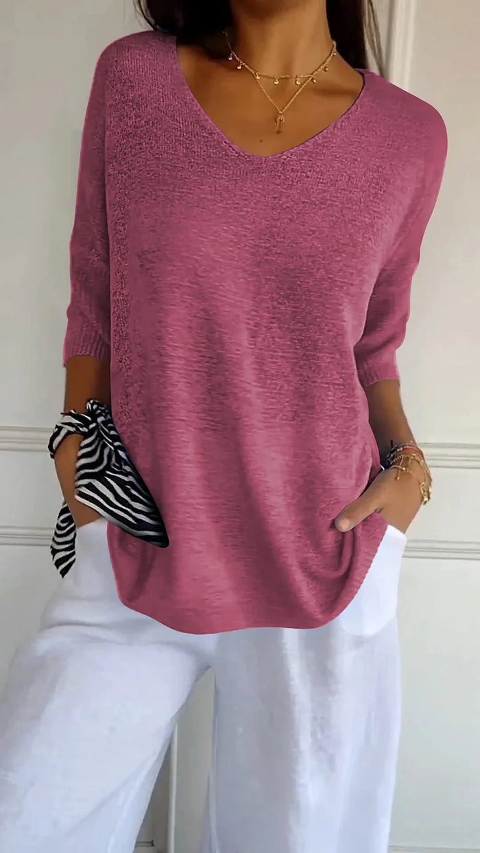 JADA | V-hals top met gebreid design
