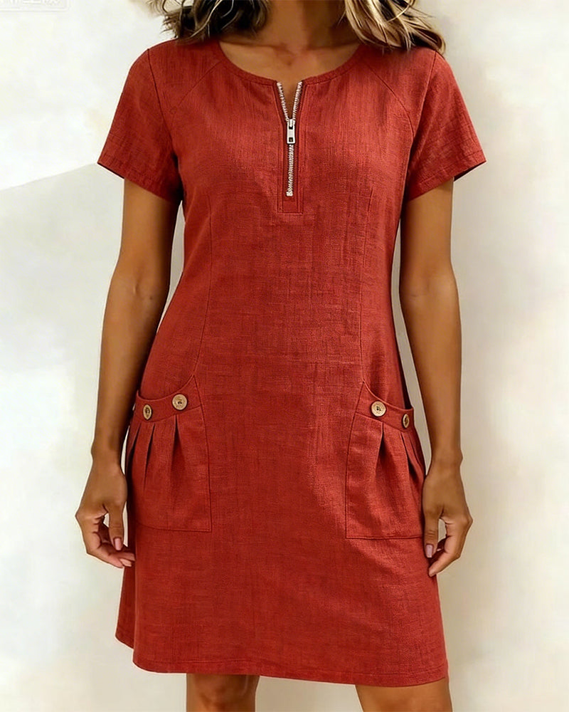 MEREL | Half-zip midi-jurk met zakken