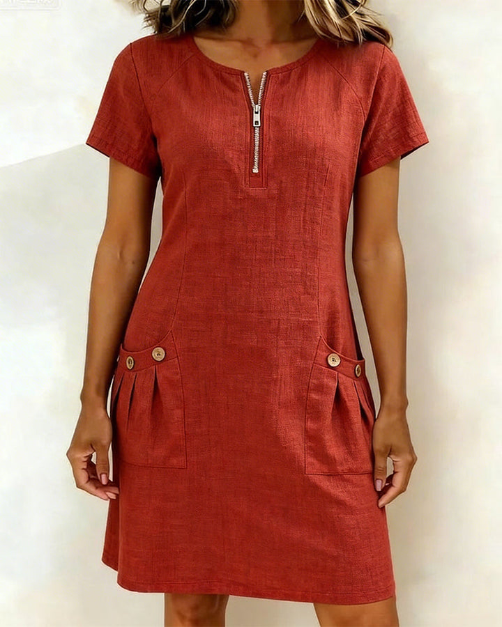 MEREL | Half-zip midi-jurk met zakken