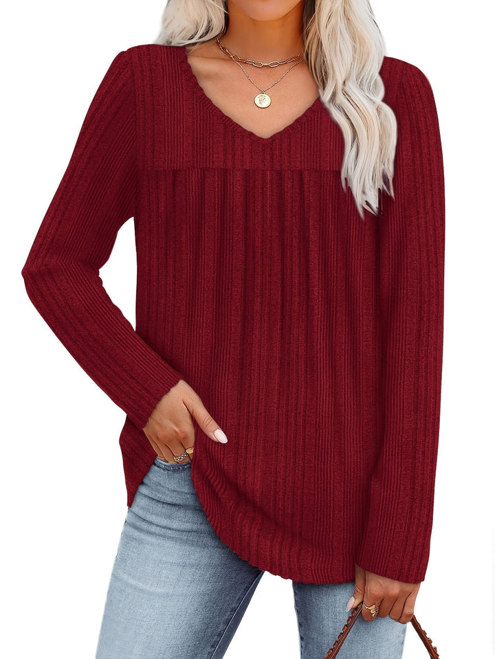 LILA | Elegante V-Hals Blouse met Flatterende Plooidetails