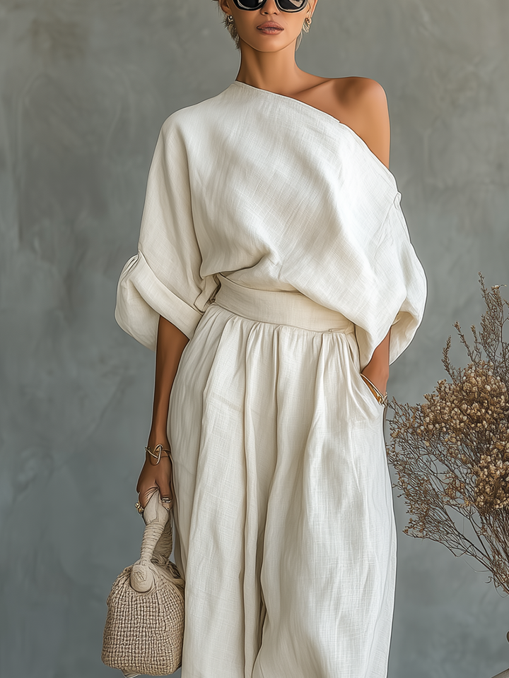 Lisa™ | Zachte Off-Shoulder Top en Tapered Broek Set