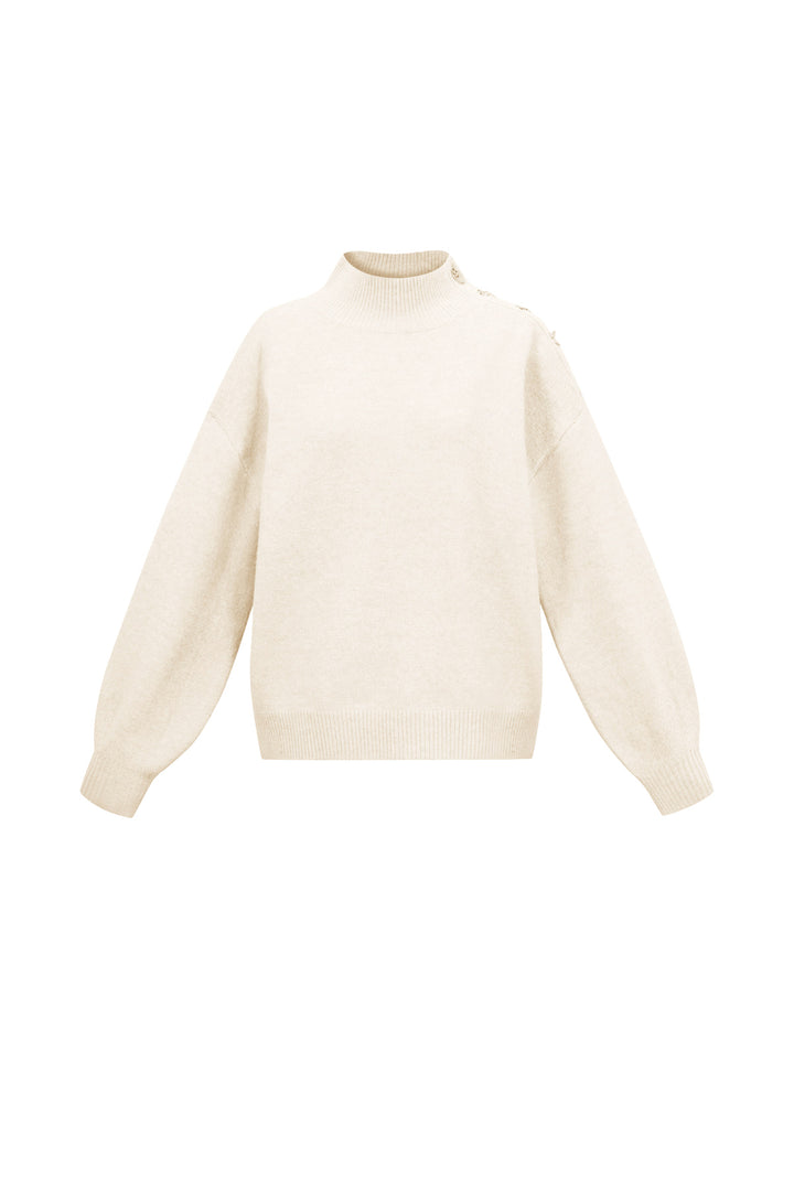 Gebreide Polyestervezel Vrouwen Trui met Schildkraag Casual Eenvoudige Kleur