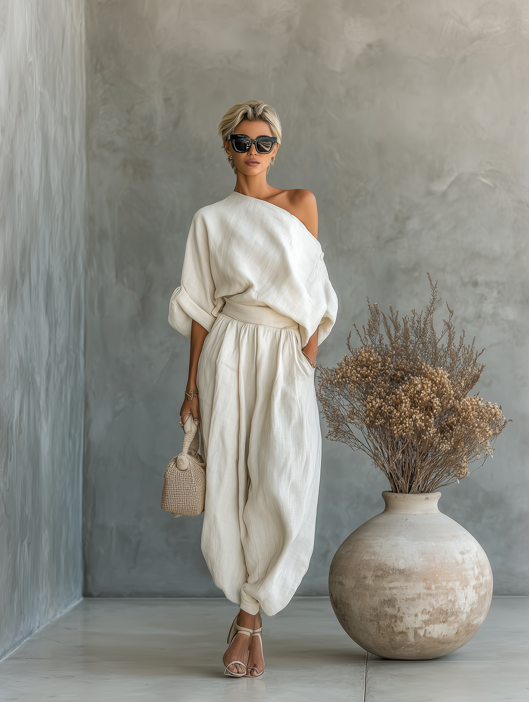 Lisa™ | Zachte Off-Shoulder Top en Tapered Broek Set