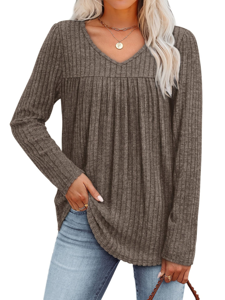 LILA | Elegante V-Hals Blouse met Flatterende Plooidetails