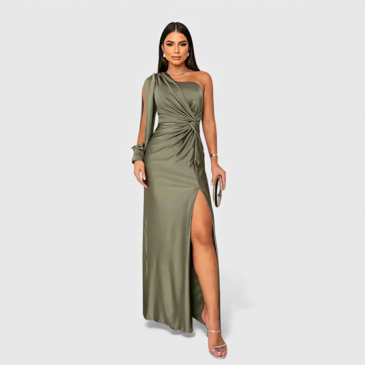 JULIA™ | Elegante Maxi Jurk met One-Shoulder Pasvorm voor Avond & Feest