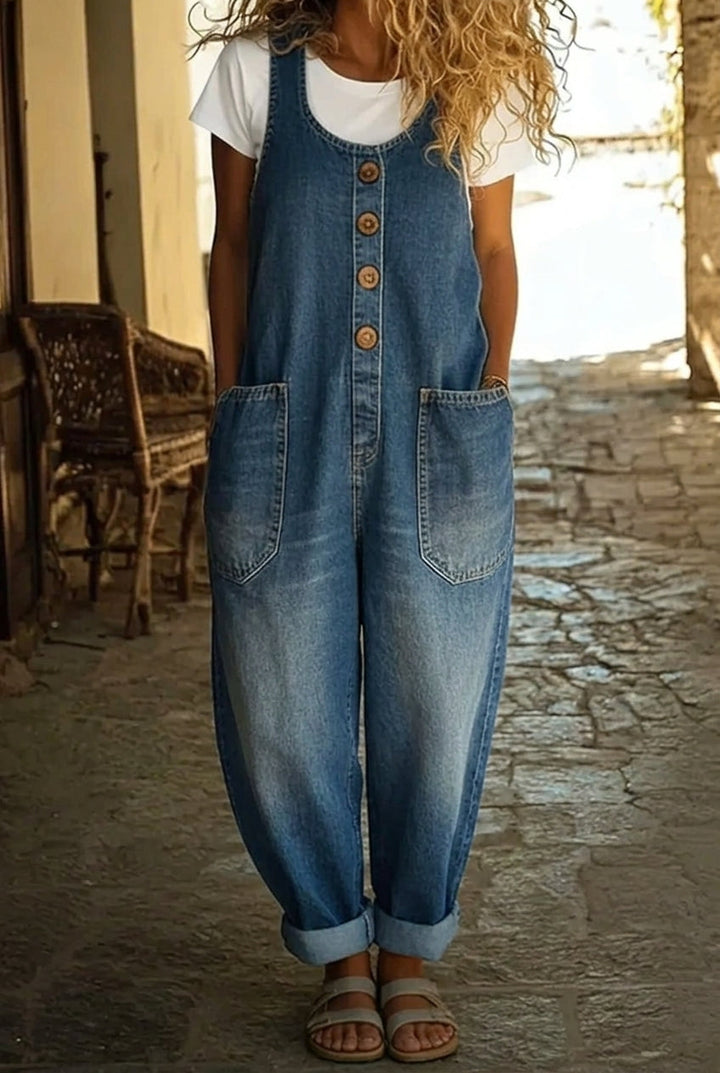Manon | Vintage Gewassen Tuinbroek van 100% Katoen Denim