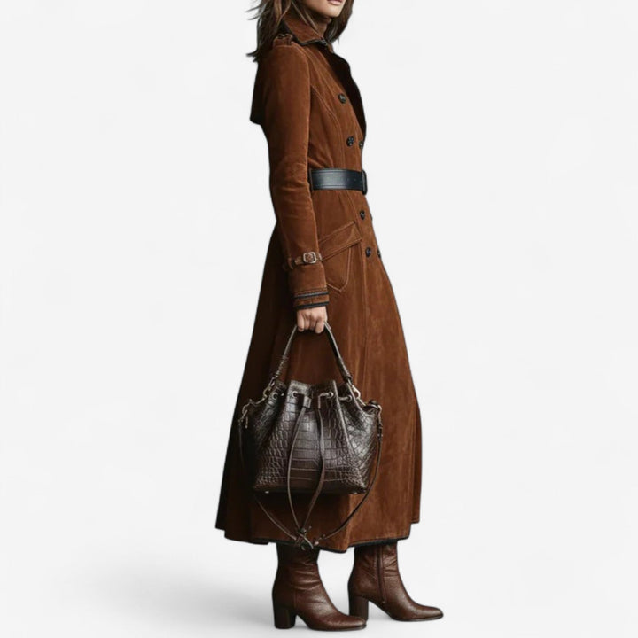 KATJA™ | Lange Trenchjas met Flatterende Taille en Tijdloze Stijl voor Dag en Stad