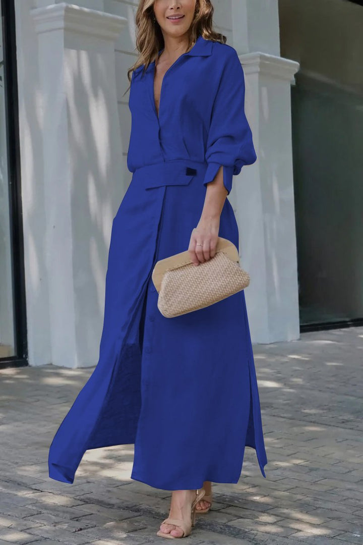 BELLA | Maxidress Elegante met V-hals en Vloeiende Snit voor de Chic Zomer