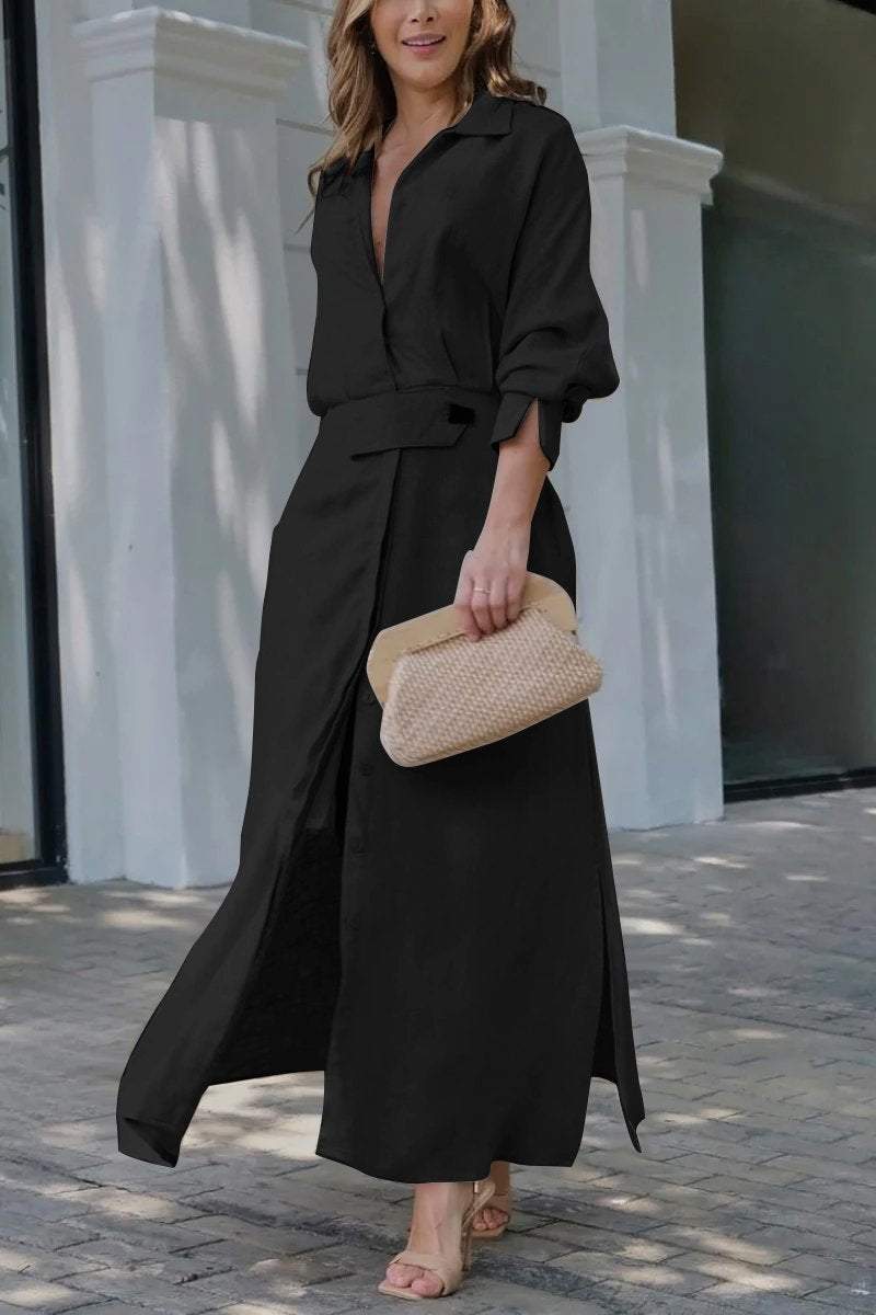 BELLA | Maxidress Elegante met V-hals en Vloeiende Snit voor de Chic Zomer