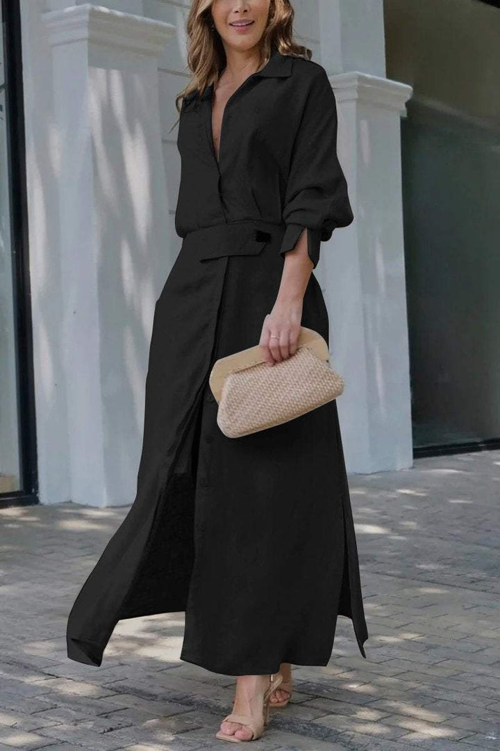 BELLA | Maxidress Elegante met V-hals en Vloeiende Snit voor de Chic Zomer