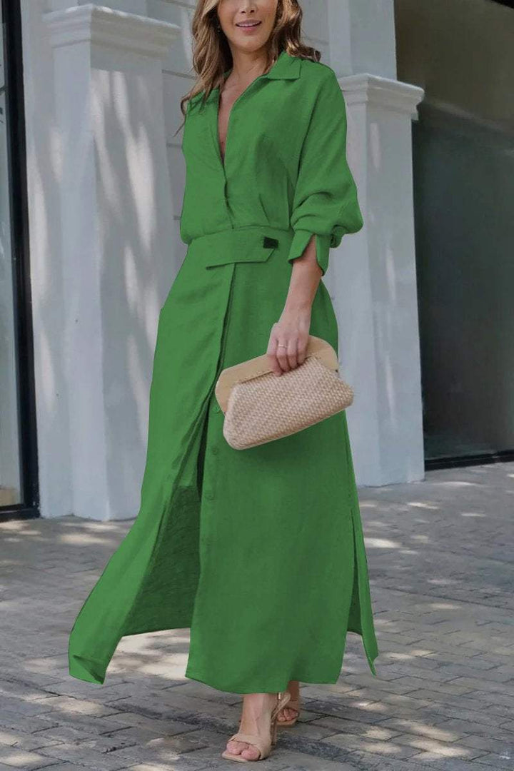 BELLA | Maxidress Elegante met V-hals en Vloeiende Snit voor de Chic Zomer