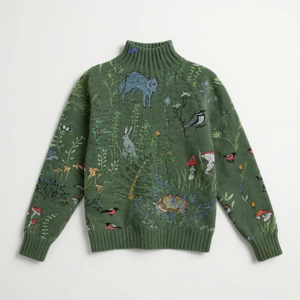 MAISON LORÉA™| Mijn Gebreide Trui met Bos geïnspireerde Print