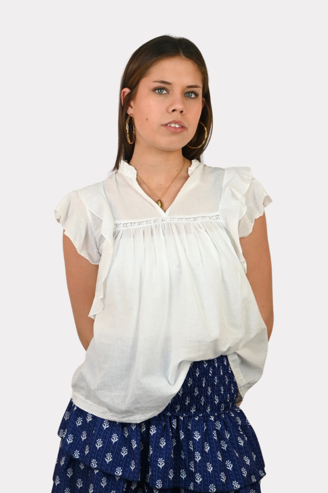 Pippa blouse korte mouw - wit