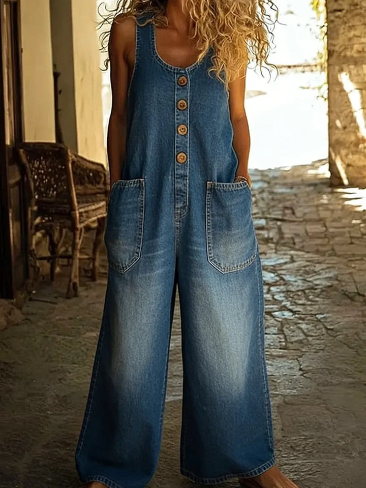 Manon | Vintage Gewassen Tuinbroek van 100% Katoen Denim