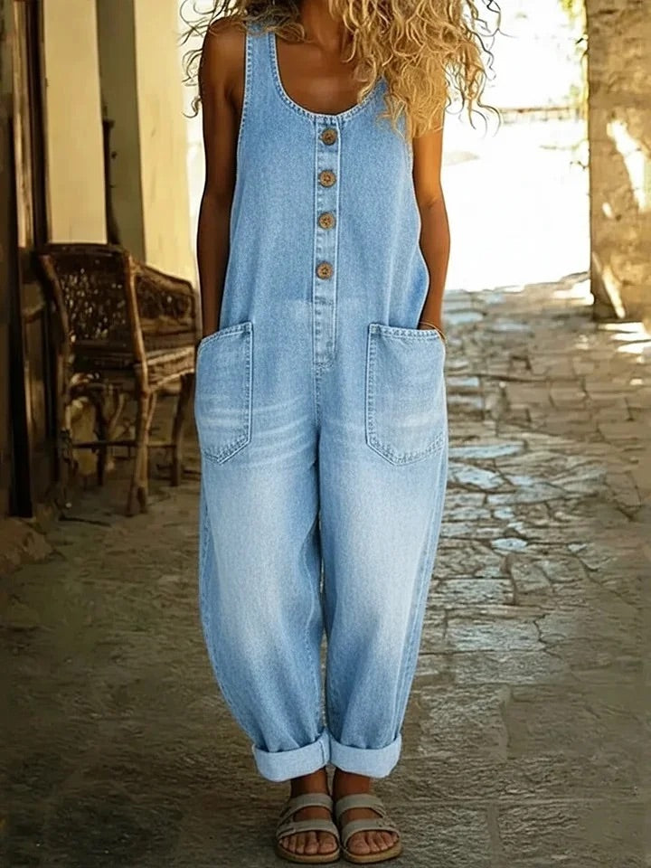 Manon | Vintage Gewassen Tuinbroek van 100% Katoen Denim