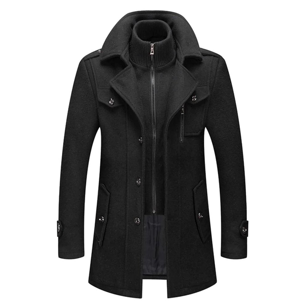 MARC™ | Elegante Wollen Jas met Hoge Kraag