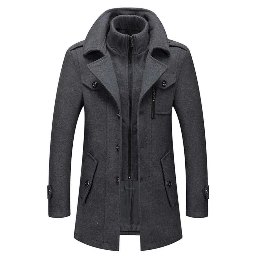 MARC™ | Elegante Wollen Jas met Hoge Kraag